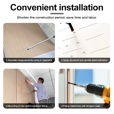 Ποιότητα 5mm / 8mm εσωτερική διακόσμηση PVC μαρμάρινο φύλλο μπαμπού ξυλάνθρακας τοίχος Εργοστάσιο